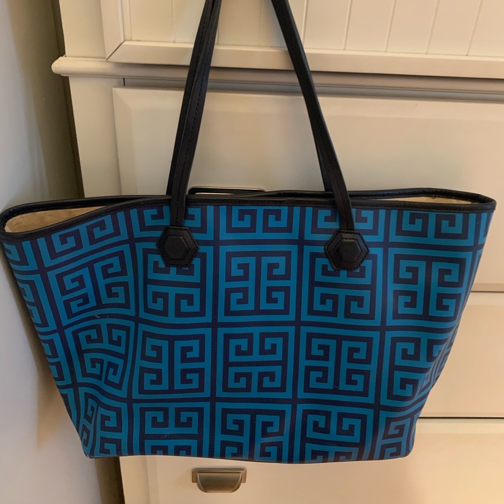 Jonathan Adler blue over-the-shoulder tote bag